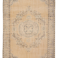 Vintage Manisa Turkish Area Rug 6x9 ft — Beige & Gray Floral (No. 46650)
