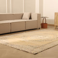 Vintage Manisa Turkish Area Rug 6x9 ft — Beige & Gray Floral (No. 46650)
