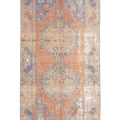 Vintage Nigde Turkish Area Rug 3x7 ft — Orange & Beige Floral