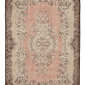 Vintage Isparta Turkish Area Rug 5x9 ft — Pink & Brown Floral (No. 46657)