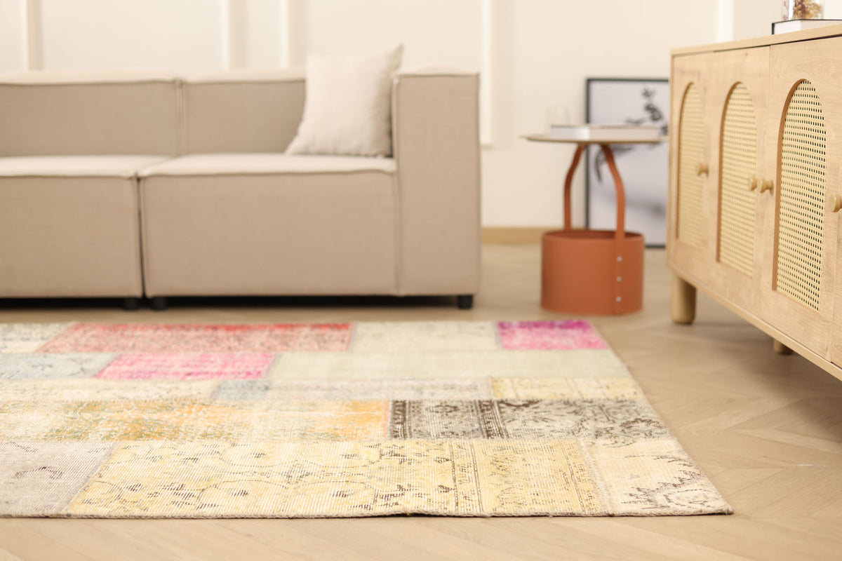 Vintage Turkish Area Rug 5x11 ft — Mixcolor Patchwork