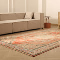 Vintage Manisa Turkish Area Rug 6x10 ft — Red & Blue Floral