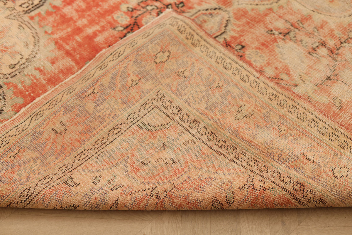 Vintage Manisa Turkish Area Rug 6x10 ft — Red & Blue Floral