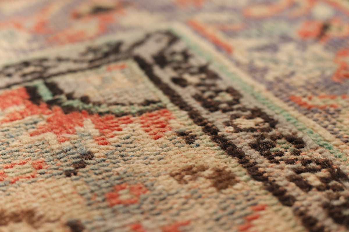 Vintage Manisa Turkish Area Rug 6x10 ft — Red & Blue Floral