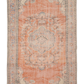 Vintage Manisa Turkish Area Rug 5x9 ft — Orange & Blue Floral