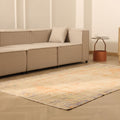 Vintage Manisa Turkish Area Rug 4x8 ft — Beige & Orange Distressed