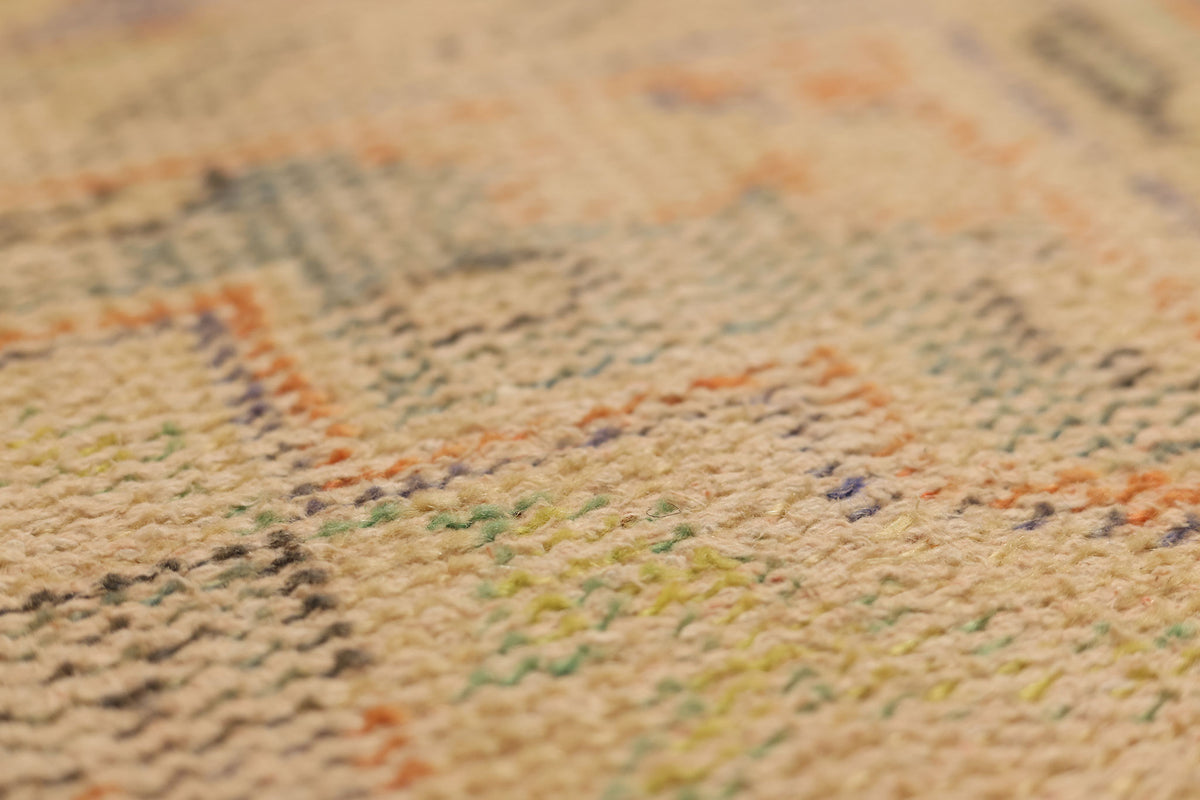Vintage Manisa Turkish Area Rug 4x8 ft — Beige & Orange Distressed