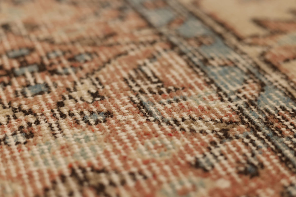 Vintage Isparta Turkish Area Rug 5x9 ft — Orange & Beige Floral