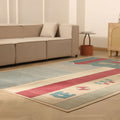 Vintage Niğde Turkish Area Rug 6x10 ft — Blue & Red Geometric