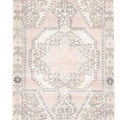 Vintage Nevşehir Turkish Area Rug 4x6 ft — Beige & White Medallion