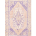 Vintage Niğde Turkish Area Rug 4x7 ft — Orange & Navy Medallion