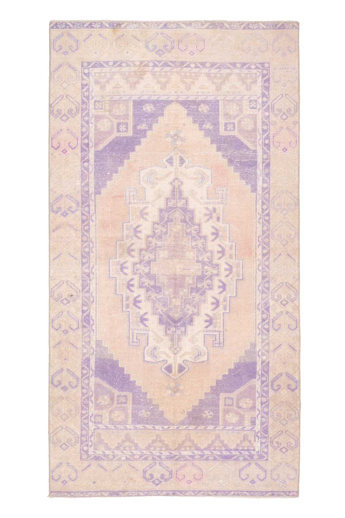 Vintage Niğde Turkish Area Rug 4x7 ft — Orange & Navy Medallion