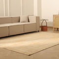Vintage Manisa Turkish Area Rug 5x8 ft — Beige & Orange Distressed