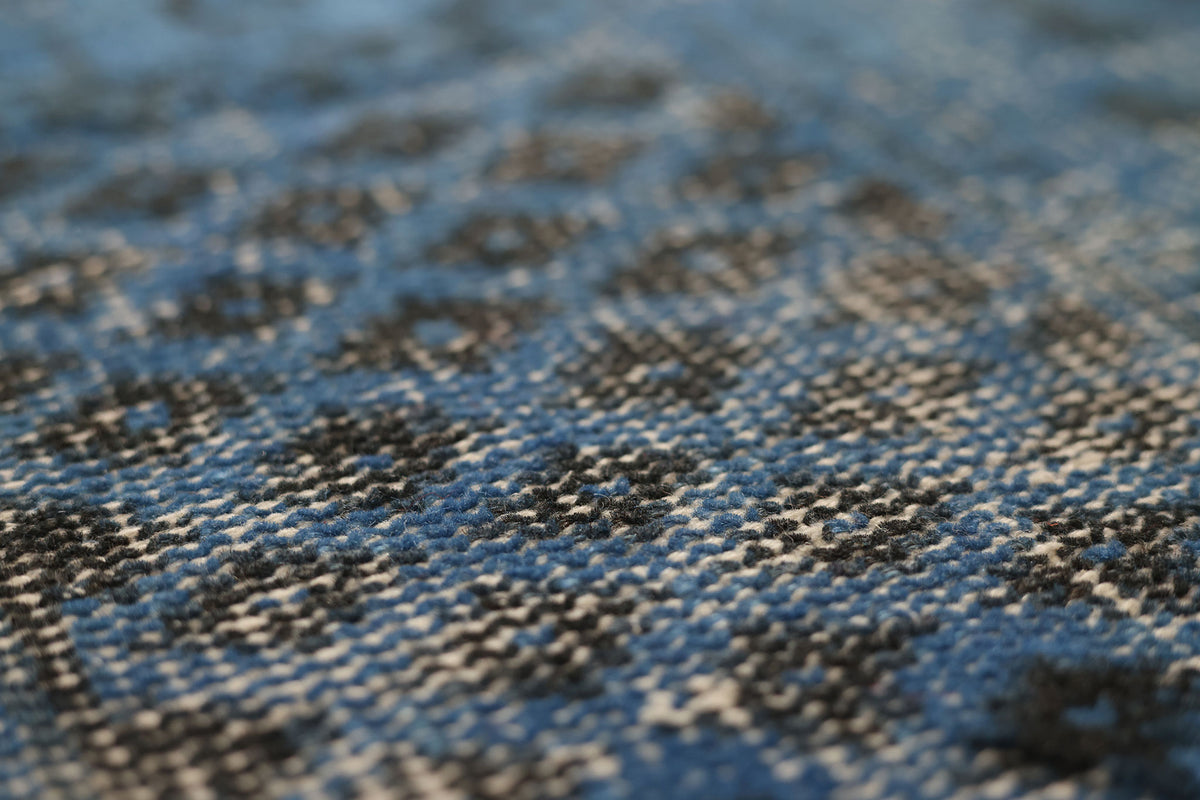 Vintage Manisa Turkish Area Rug 6x9 ft — Blue & Gray Overdyed (No. 47691)