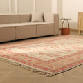 Vintage Muğla Turkish Area Rug 7x10 ft — Beige & Red Floral