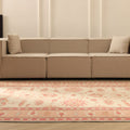 Vintage Muğla Turkish Area Rug 7x10 ft — Beige & Red Floral