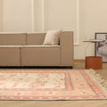Vintage Muğla Turkish Area Rug 7x10 ft — Beige & Red Floral