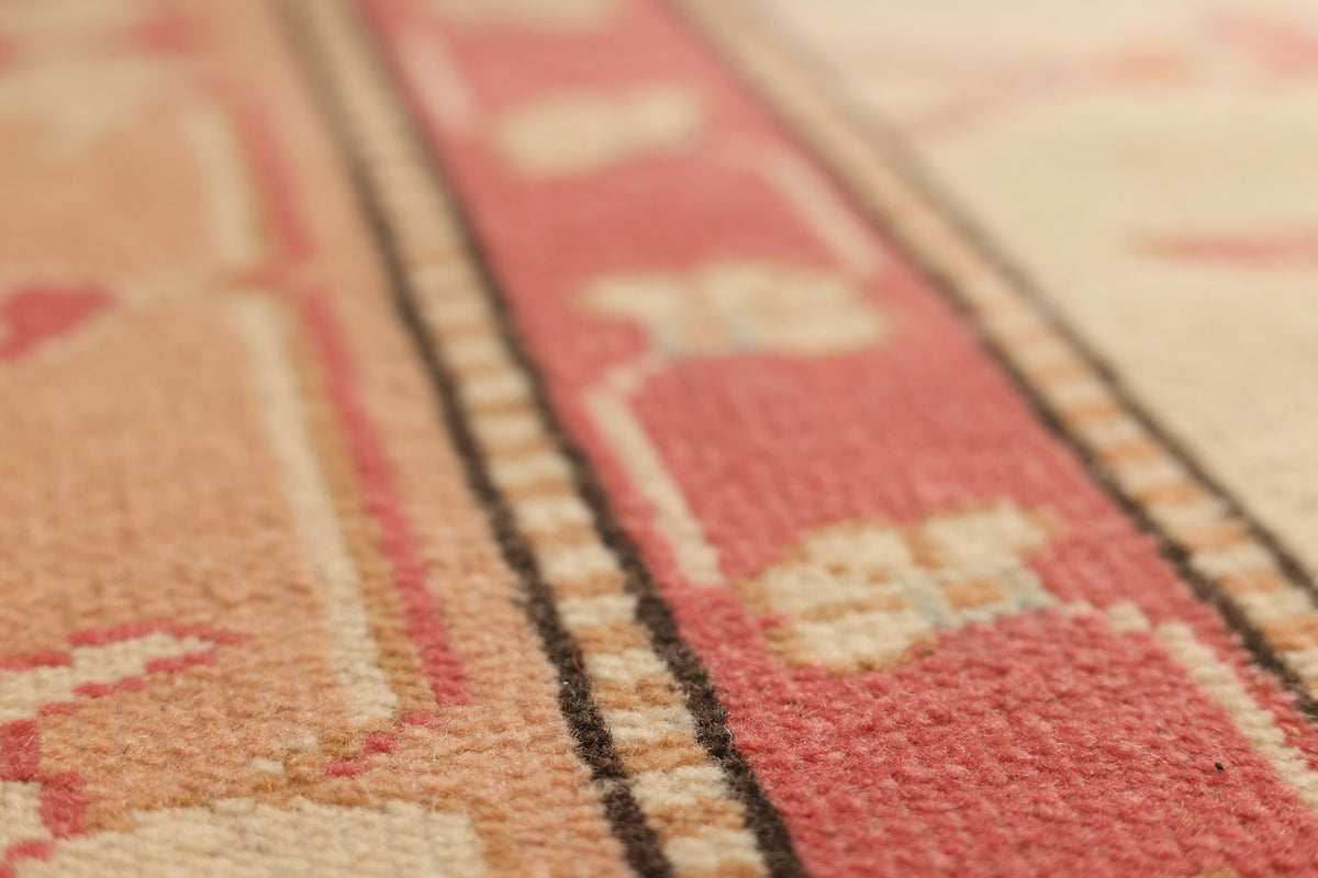 Vintage Muğla Turkish Area Rug 7x10 ft — Beige & Red Floral