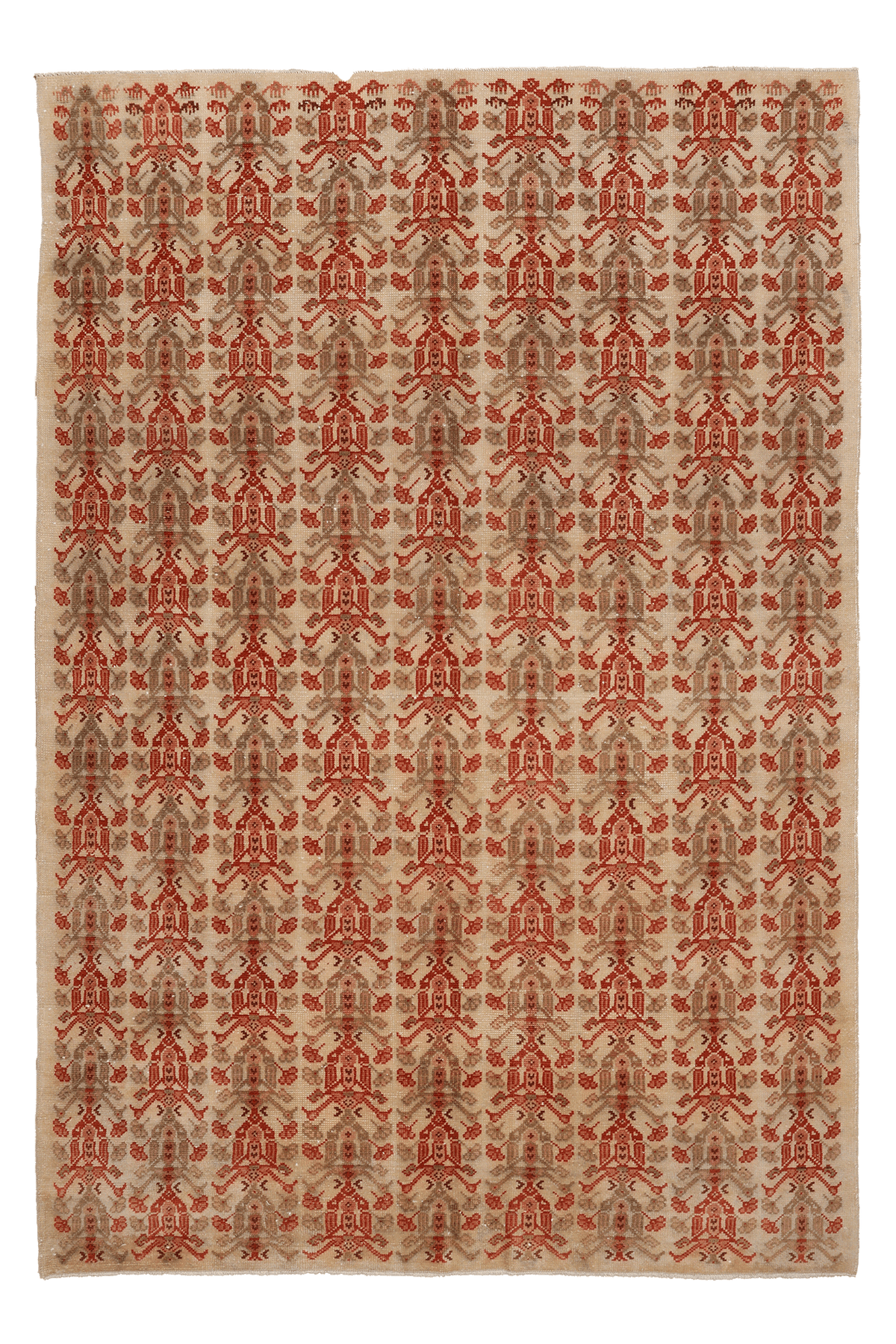 Vintage Isparta Turkish Area Rug 6x9 ft — Beige & Red maximalist
