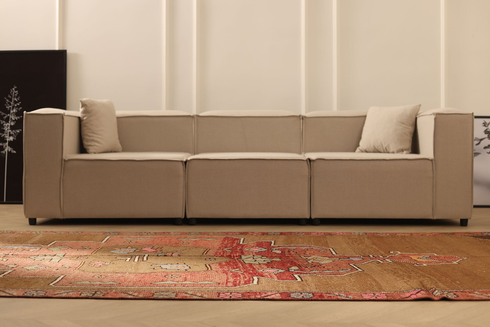 Vintage Malatya Turkish Runner Rug 5x13 ft — Brown & Red Geometric