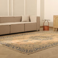 Vintage Isparta Turkish Area Rug 6x10 ft — Beige & Blue Floral (No. 47921)