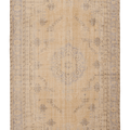 Vintage Manisa Turkish Area Rug 6x9 ft — Beige & Blue Geometric