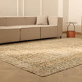 Vintage Isparta Turkish Area Rug 7x10 ft — Beige & Brown Floral (No. 47927)