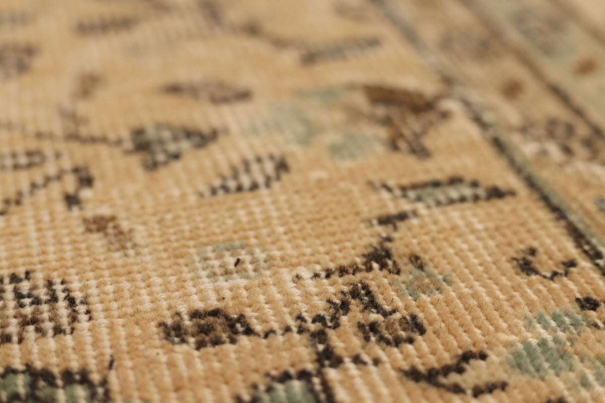Vintage Isparta Turkish Area Rug 7x10 ft — Beige & Brown Floral (No. 47927)