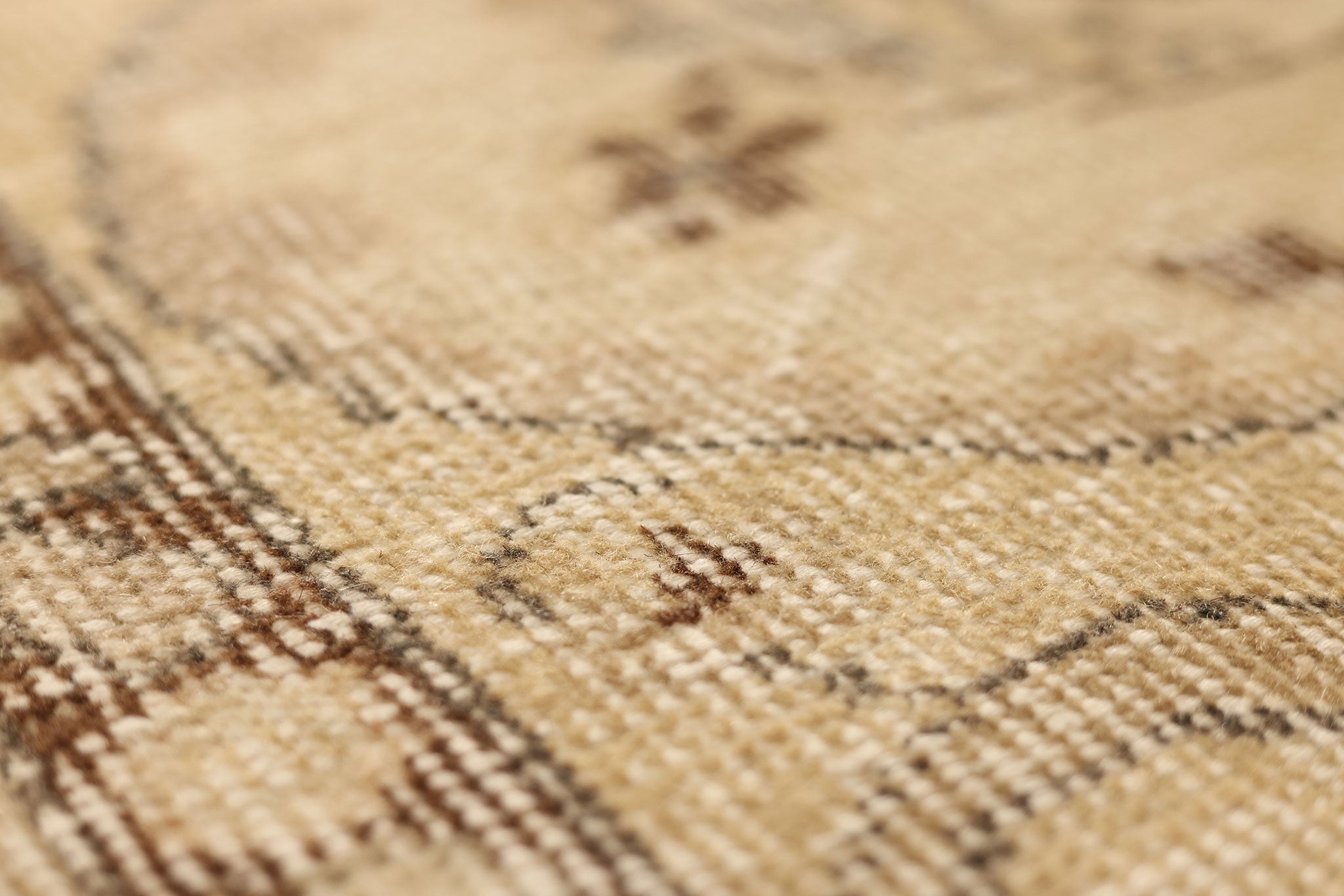 Vintage Isparta Turkish Area Rug 6x9 ft — Beige & Brown Floral (No. 47965)