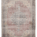 Vintage Isparta Turkish Area Rug 7x10 ft — Pink & Blue Distressed