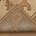 Vintage Uşak Turkish Area Rug 4x6 ft — Beige & Blue Geometric