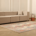 Vintage Niğde Turkish Area Rug 5x7 ft — Beige & Pink Geometric (No. 48003)