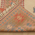 Vintage Niğde Turkish Area Rug 5x7 ft — Beige & Pink Geometric (No. 48003)