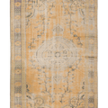 Vintage Manisa Turkish Area Rug 5x7 ft — Orange & Beige Floral