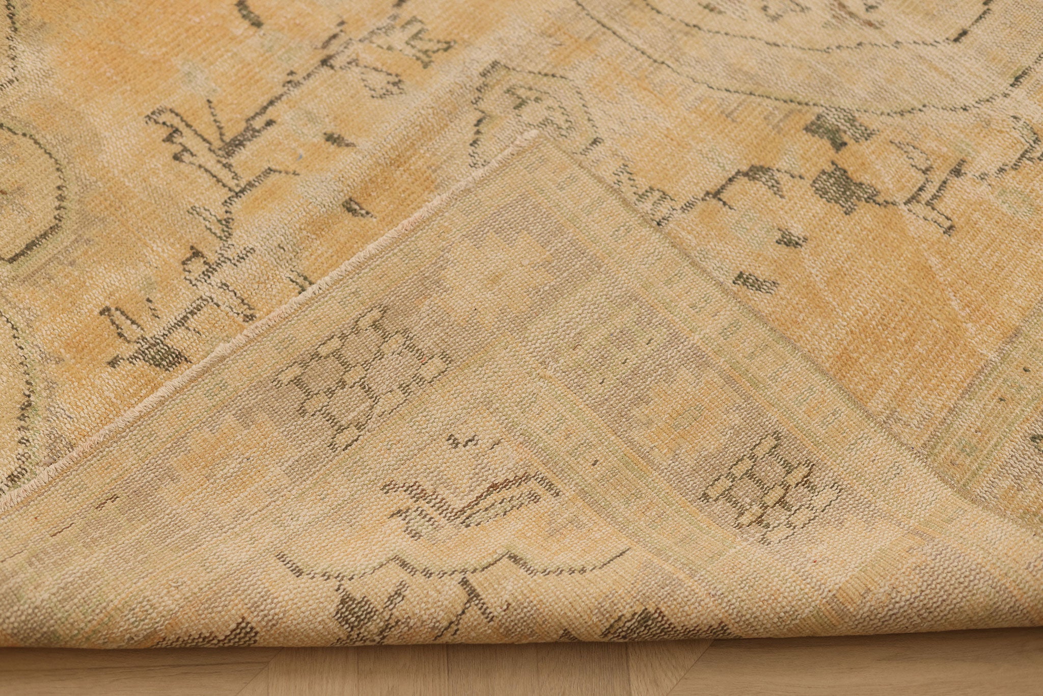 Vintage Manisa Turkish Area Rug 5x7 ft — Orange & Beige Floral