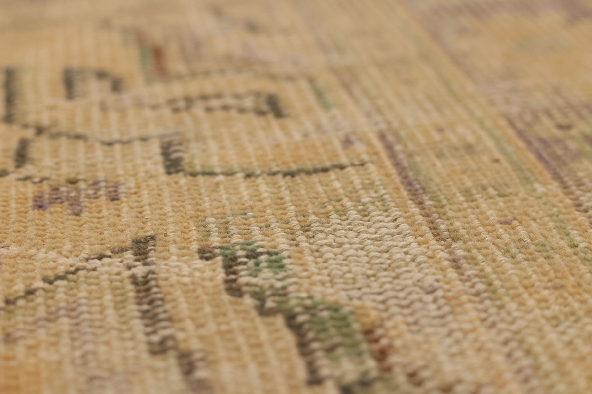 Vintage Manisa Turkish Area Rug 5x7 ft — Orange & Beige Floral