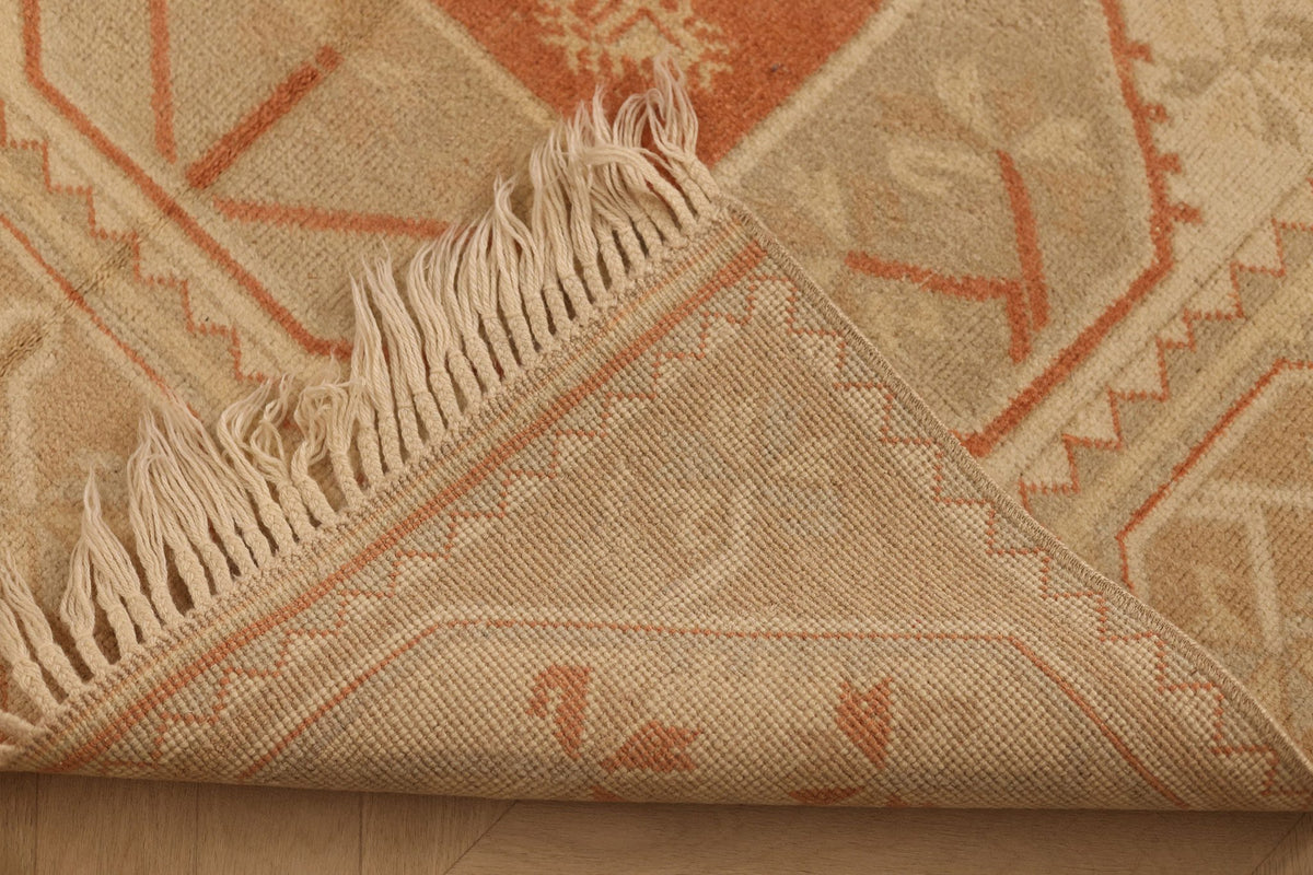Vintage Muğla Turkish Area Rug 4x7 ft — Beige & Orange Floral