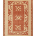 Vintage Muğla Turkish Area Rug 5x7 ft — Orange & Beige Geometric (No. 48115)