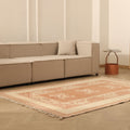 Vintage Muğla Turkish Area Rug 5x7 ft — Orange & Beige Geometric (No. 48115)
