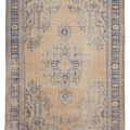 Vintage Manisa Turkish Area Rug 7x10 ft — Beige & Blue Floral