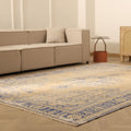 Vintage Manisa Turkish Area Rug 7x10 ft — Beige & Blue Floral