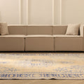 Vintage Manisa Turkish Area Rug 7x10 ft — Beige & Blue Floral