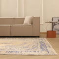 Vintage Manisa Turkish Area Rug 7x10 ft — Beige & Blue Floral