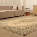 Vintage Isparta Turkish Area Rug 7x11 ft — Beige & Blue Floral (No. 48176)