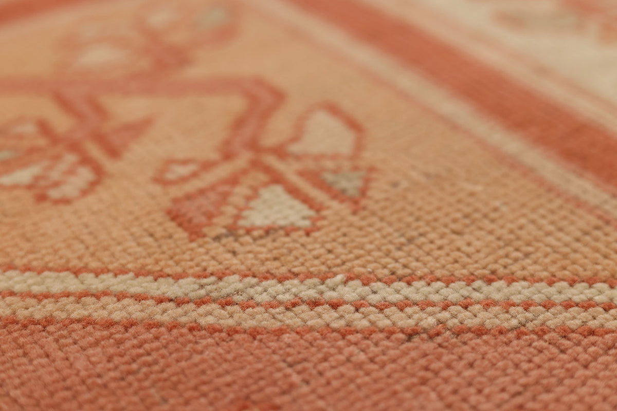 Vintage Muğla Turkish Area Rug 5x7 ft — Orange & Beige Floral