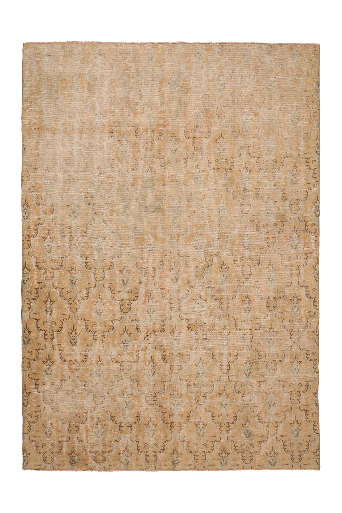 Vintage Manisa Turkish Area Rug 6x9 ft — Beige & Brown Floral
