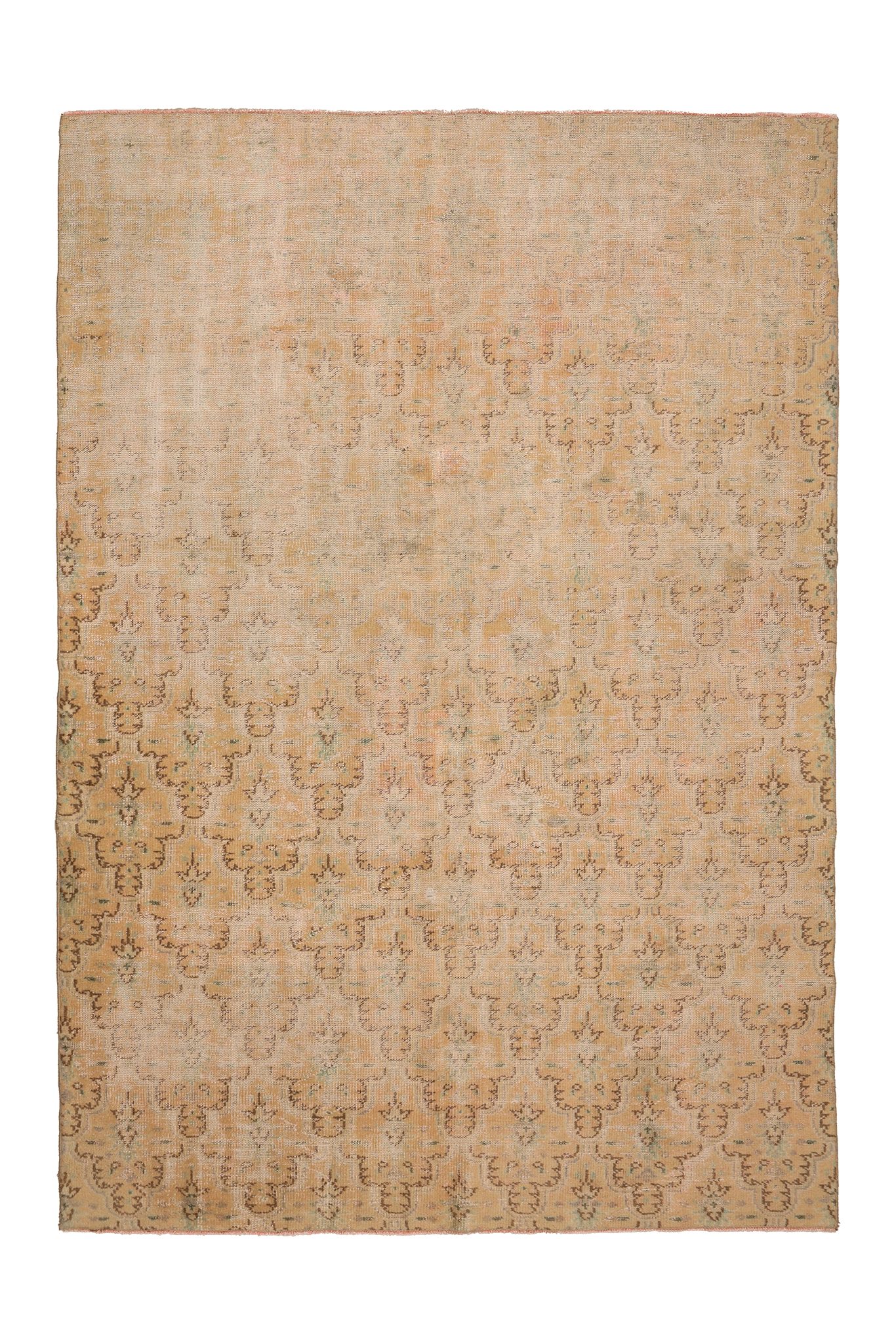 Vintage Manisa Turkish Area Rug 6x9 ft — Beige & Brown Floral