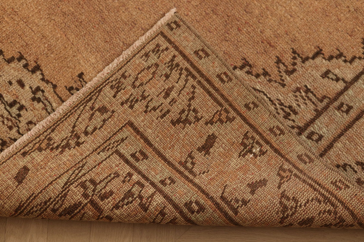 Vintage Manisa Turkish Area Rug 6x10 ft — Brown & Beige Floral