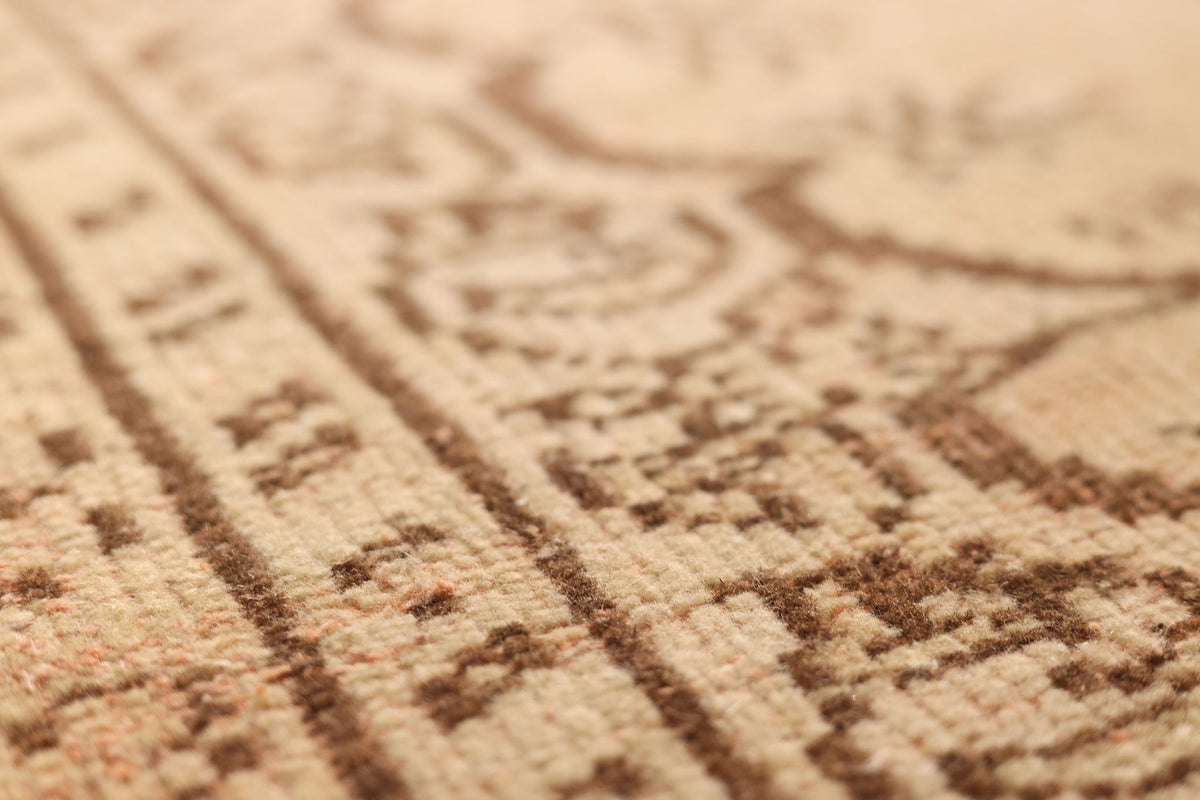 Vintage Manisa Turkish Area Rug 6x9 ft — Beige & Brown Floral