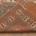 Vintage Niğde Turkish Area Rug 5x8 ft — Brown & Blue Geometric